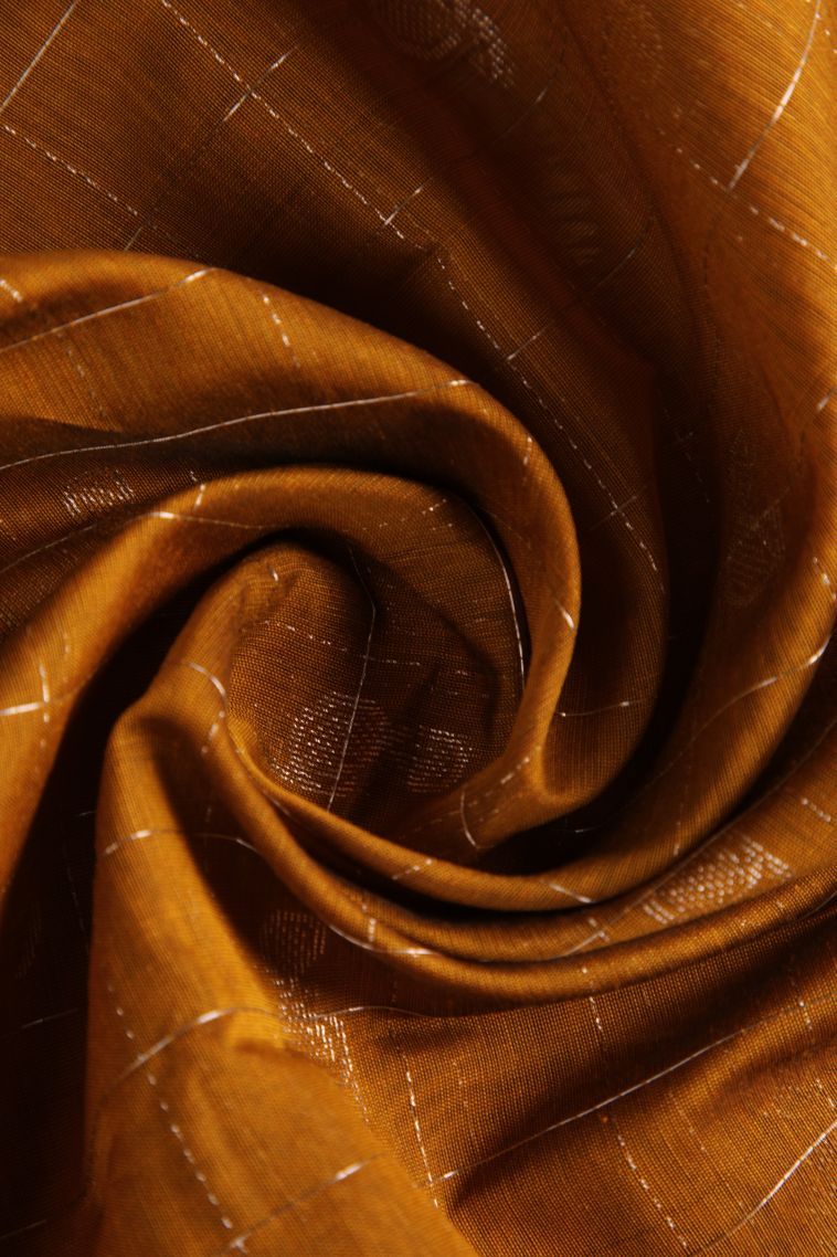 Rich Gold Silk Cotton Sarees with Silver Zari Checks And Puttas view 4