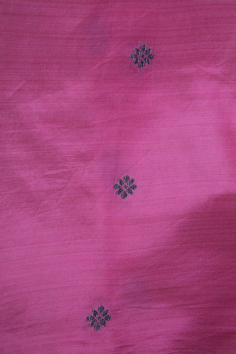 Taffy Pink Raw Silk Sarees with Without Zari Zari Floral Patterns view 3