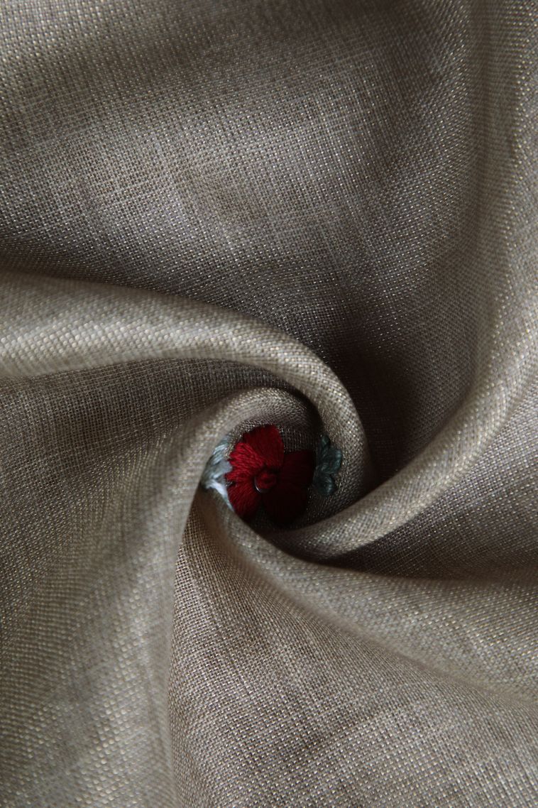 Abbey Black Linen Saree with Gold Zari Buttis (small Dots Or Motifs) view 4