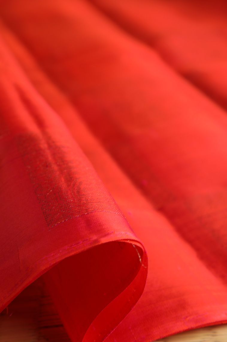 Rose  Red Soft Silk Saree with Gold Zari Geometric Shapes view 4