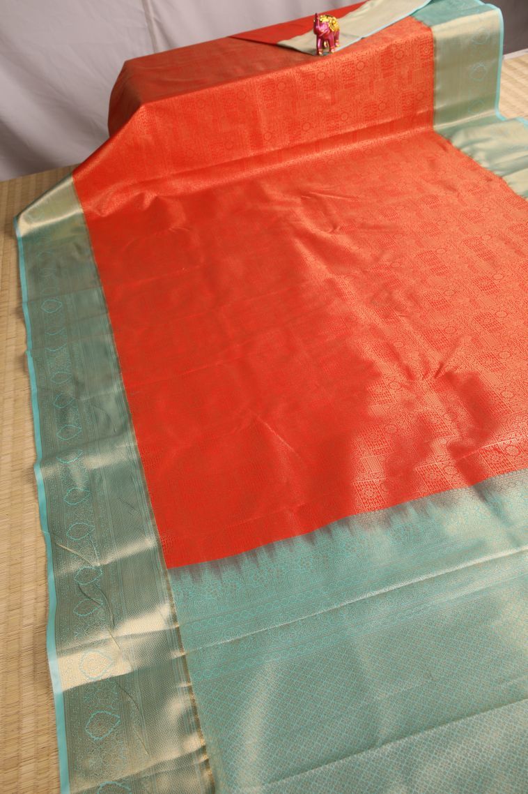 Candy Red Apoorva Silk Sarees with Gold Zari Floral Patterns view 2