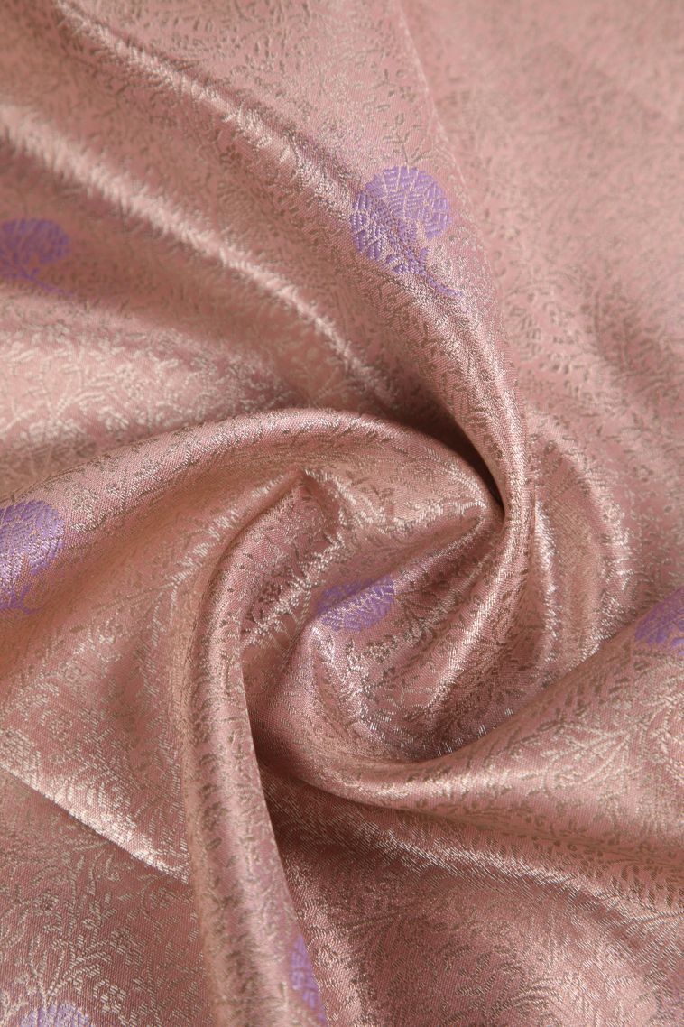 Ballet Pink Tissue Silk Sarees with Gold Zari Floral Patterns view 4