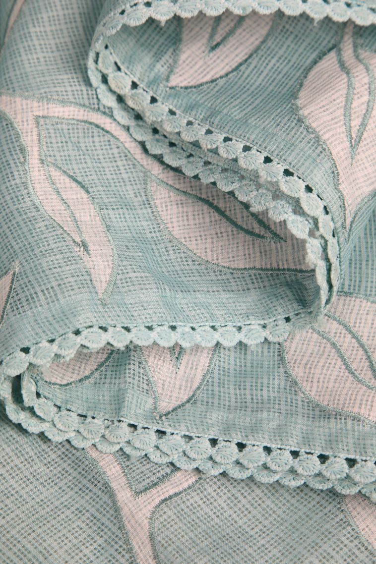 Sky Blue Organza Saree with Without Zari Zari Floral Patterns view 4