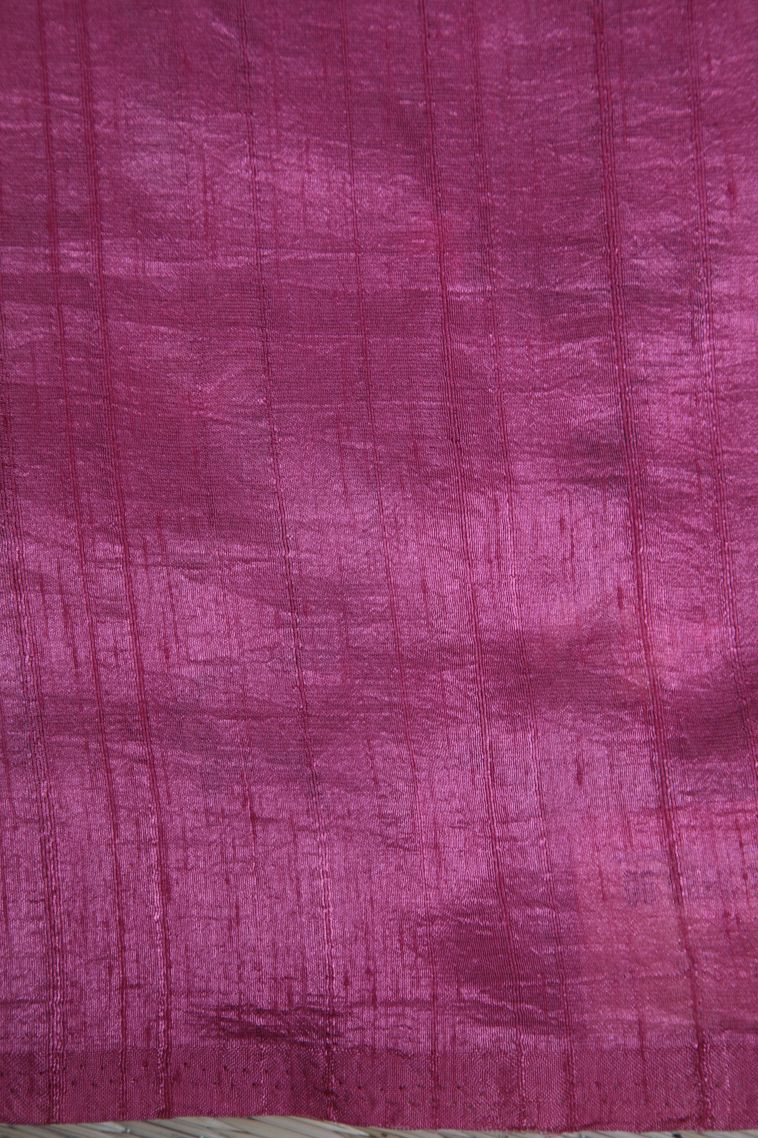 Fuscia Pink Jute Sarees with Without Zari Zari Floral Patterns view 3
