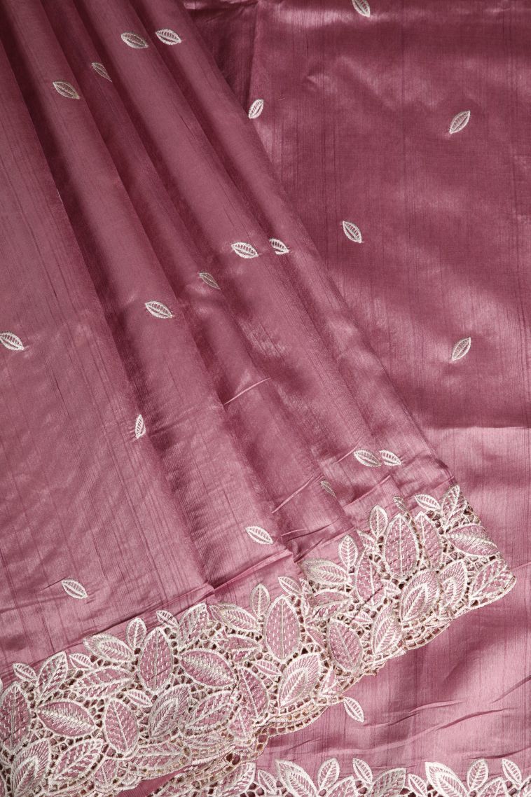 Ballet Pink Semi Tussar Silk with Without Zari Zari Buttis (small Dots Or Motifs) view 1