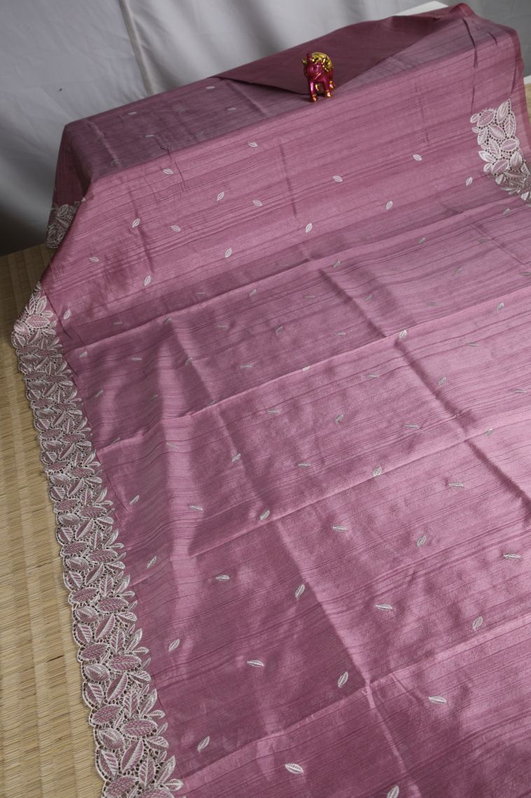 Ballet Pink Semi Tussar Silk with Without Zari Zari Buttis (small Dots Or Motifs) view 2