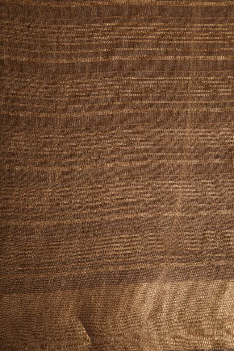 Peanut Brown Jute Sarees with Gold Zari Checks view 3