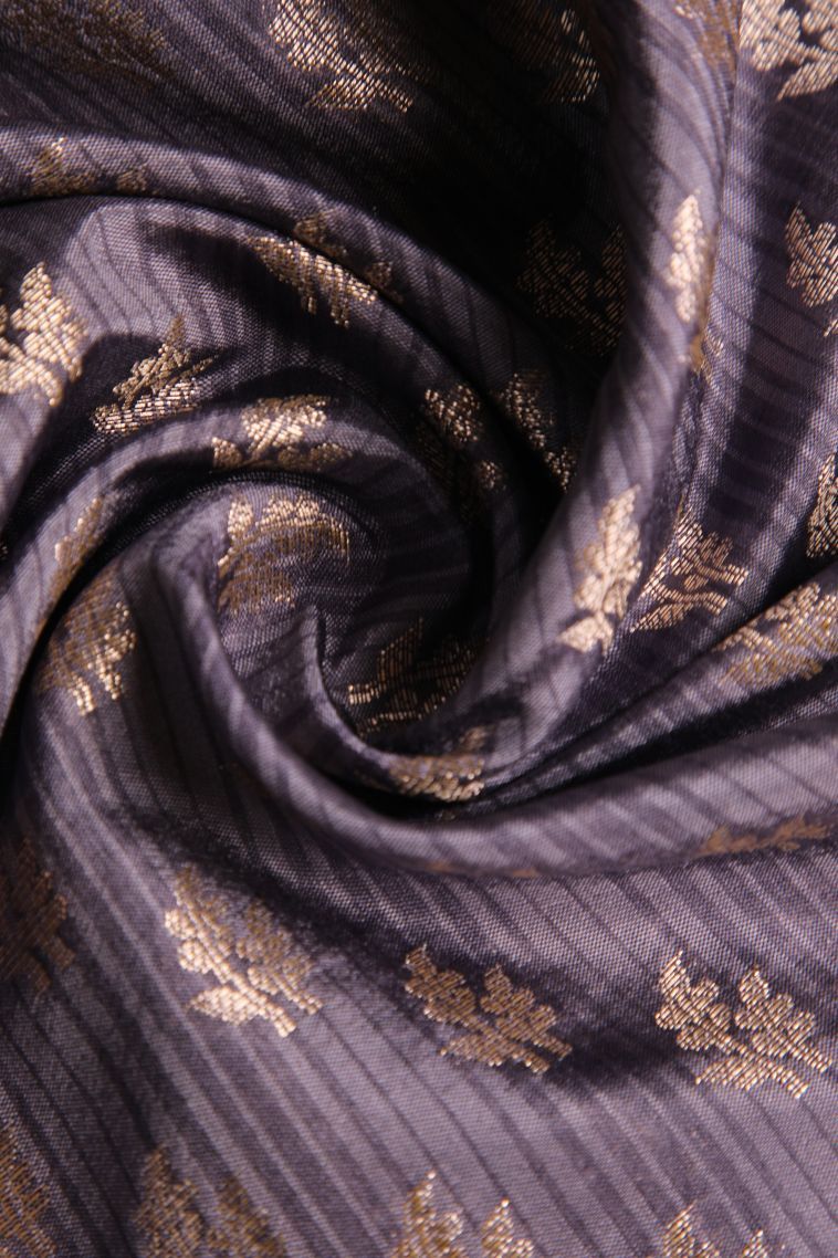 Damp Black Jute Sarees with Gold Zari Buttis (small Dots Or Motifs) view 4