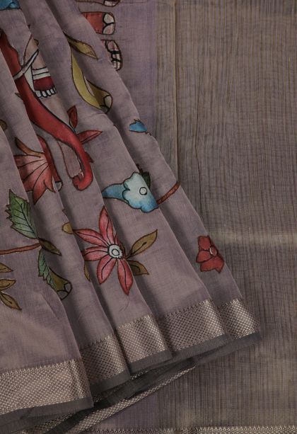 Cedar Brown Fancy Saree with Gold Zari Animal And Bird Motifs