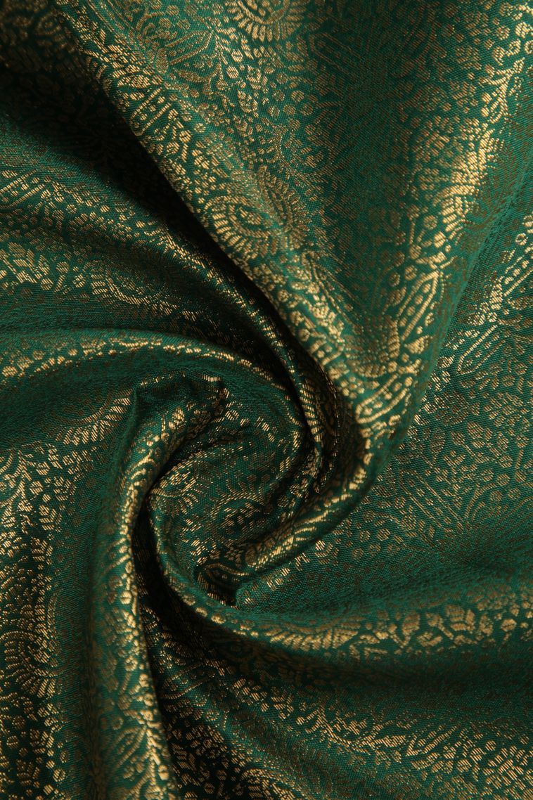 Basil Green Apoorva Silk Sarees with Gold Zari Floral Patterns view 4