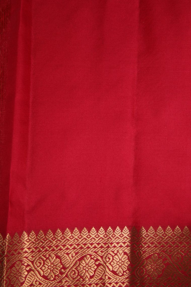 Amethyst Purple Soft Silk Saree with Gold Zari Floral Puttas view 3