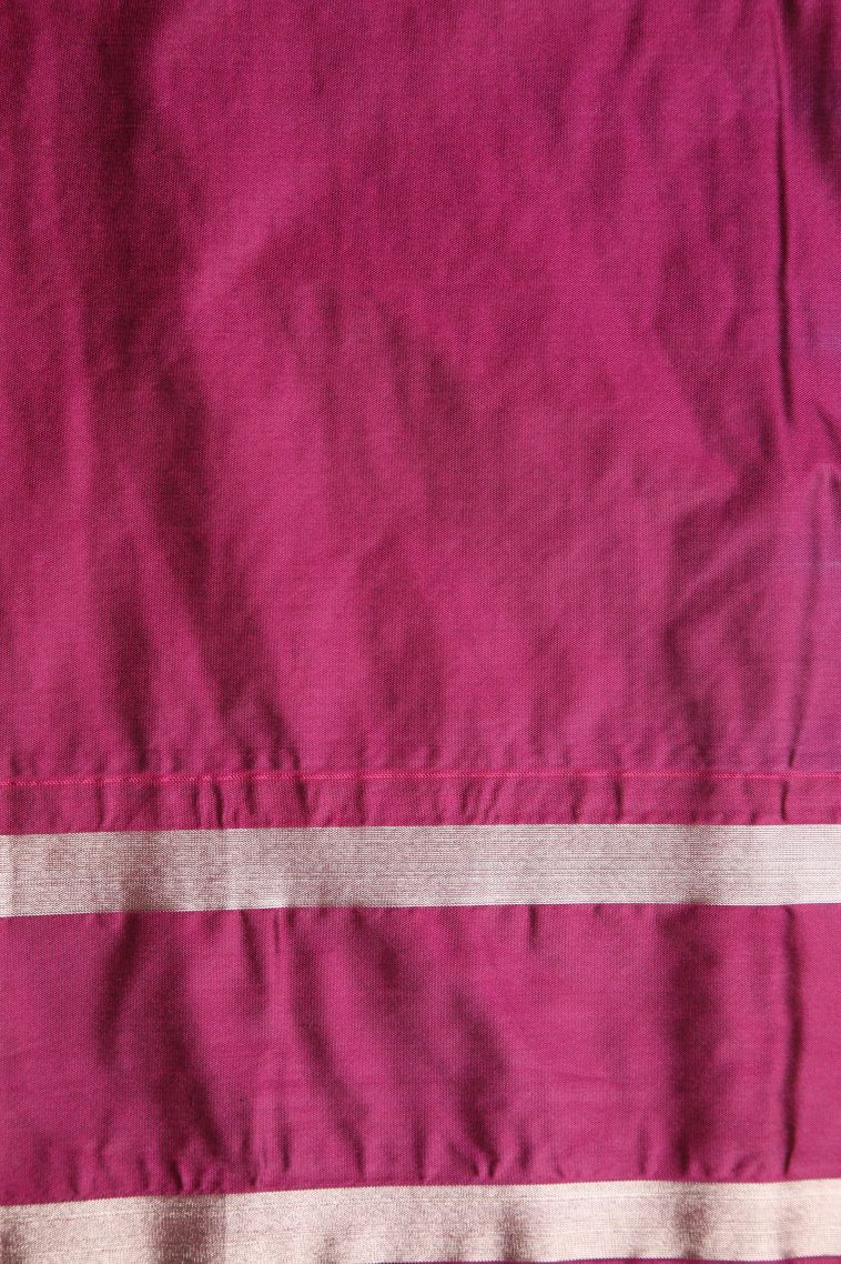 Granite Black Soft Silk Saree with Silver Zari Floral Puttas view 3