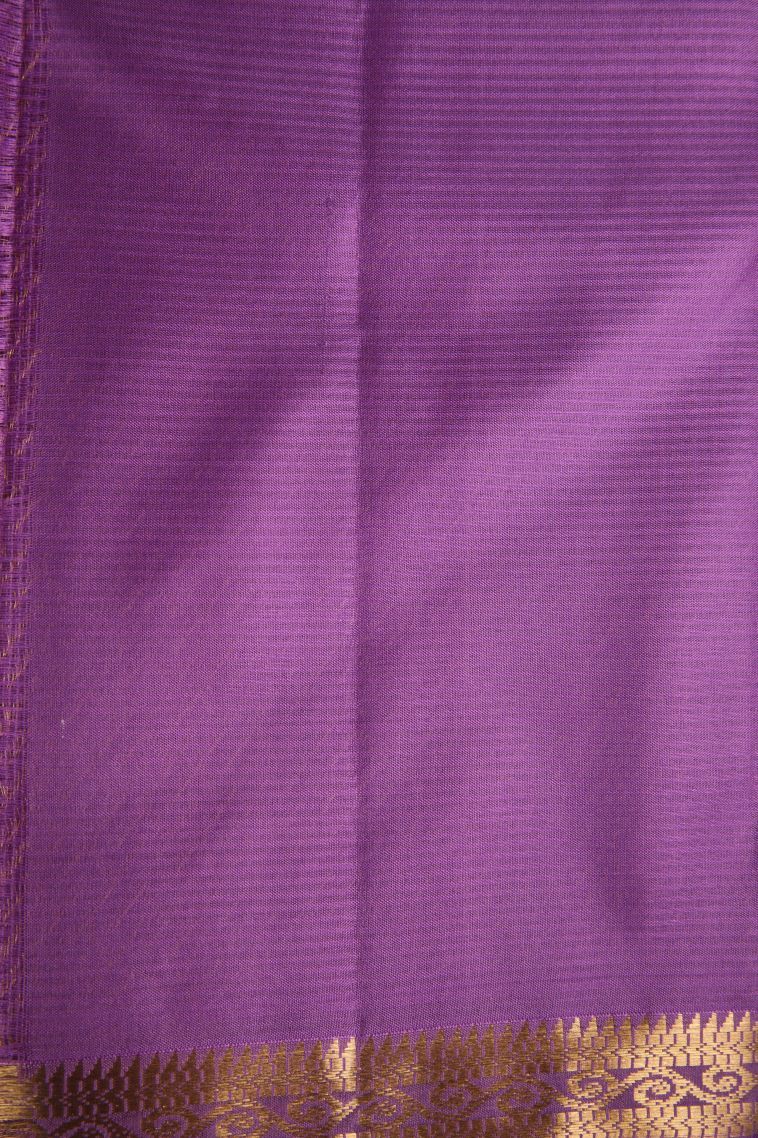 Iris Purple Soft Silk Saree with Gold Zari Floral Puttas view 3