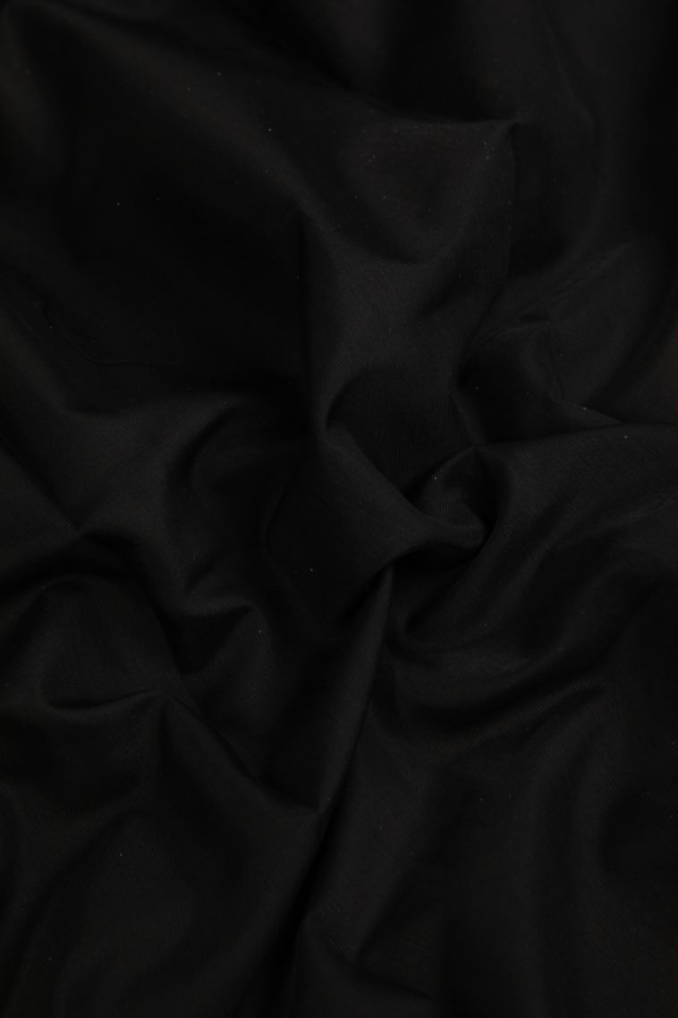 Asphalt Black Chanderi Cotton Sarees with Gold Zari Plain view 4