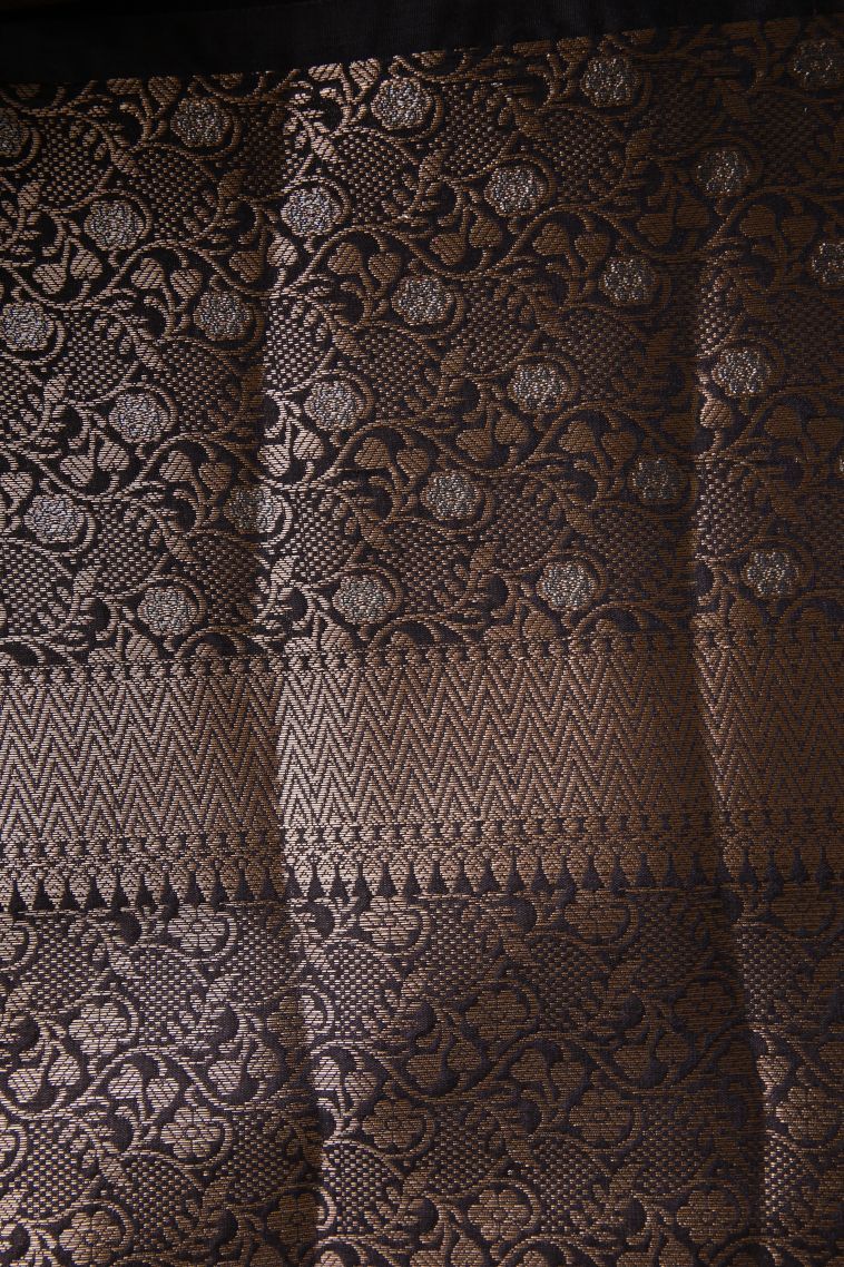 Ginger Orange Jute Sarees with Gold Zari Buttis (small Dots Or Motifs) view 3