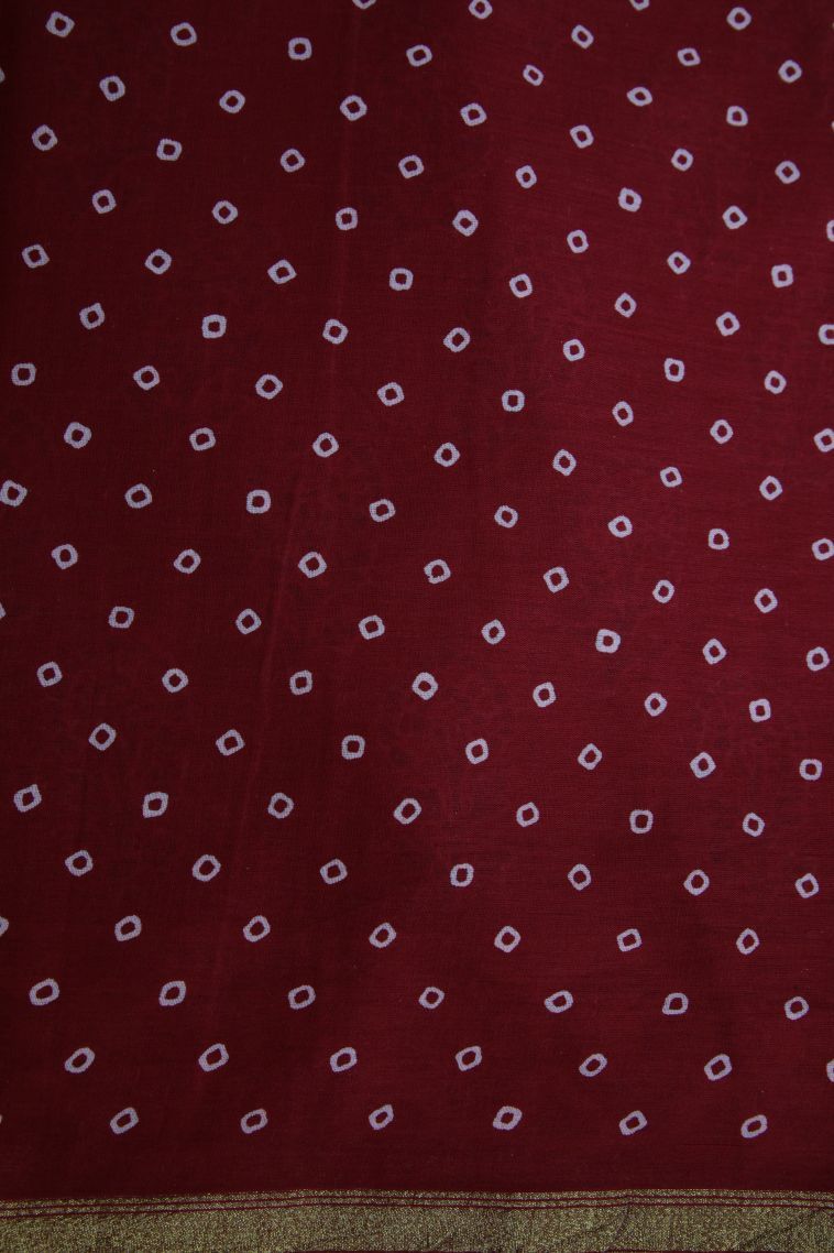 Crimson Red Chanderi Cotton Sarees with Without Zari Zari Floral Patterns view 3