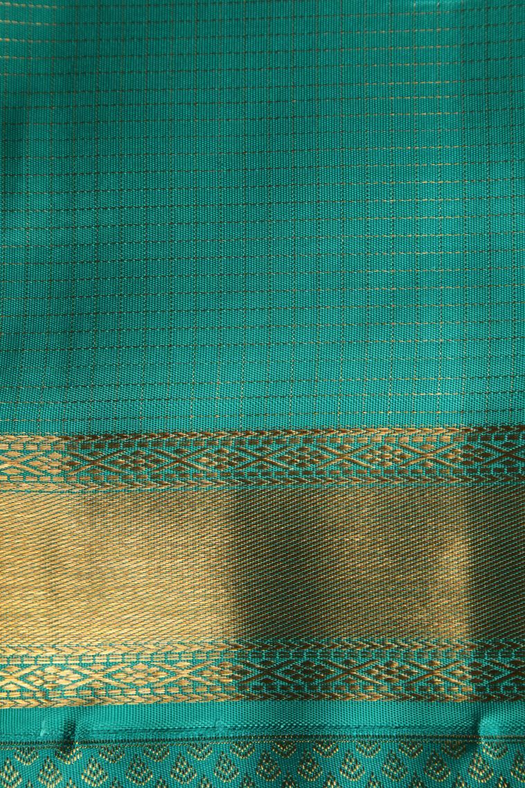 Indigo Blue Kanchipuram Silk Sarees with Gold Zari Vaira Oosi view 3