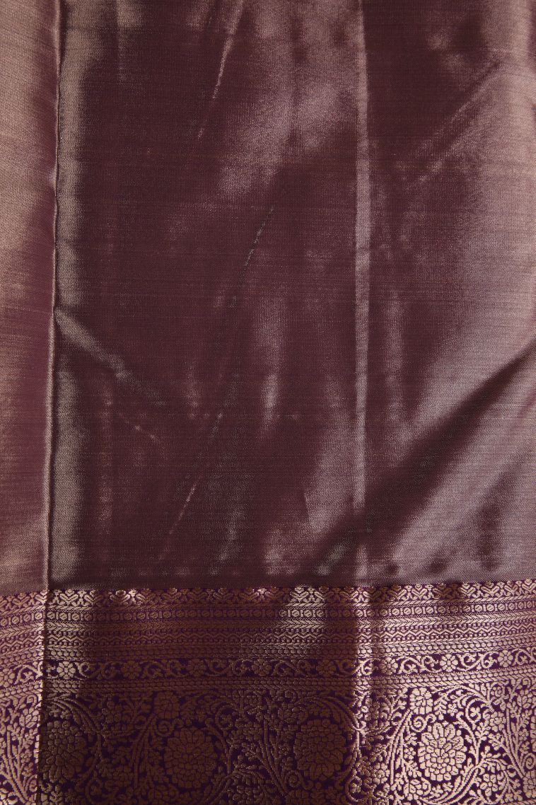 Mint Green Tissue Silk Sarees with Copper Zari Peacock Motifs view 3