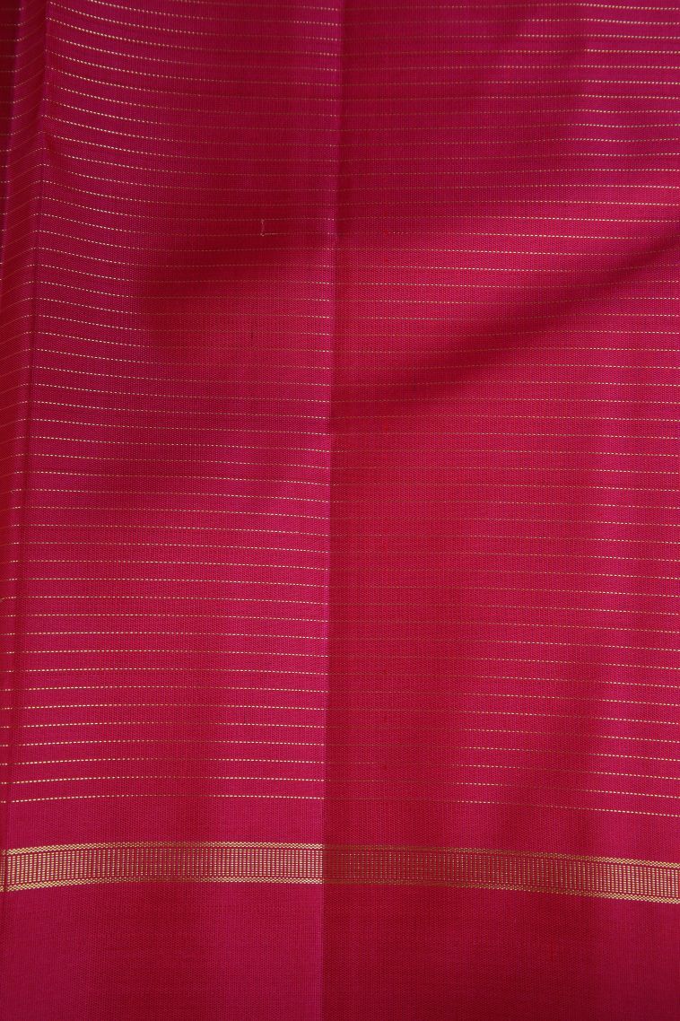 Tiger Orange Kanchipuram Silk Sarees with Gold Zari Checks And Puttas view 3