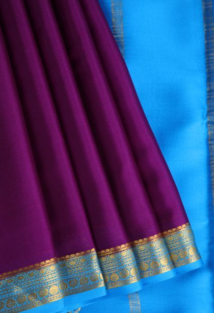 Viola Purple Mysore Silk with Gold Zari Plain