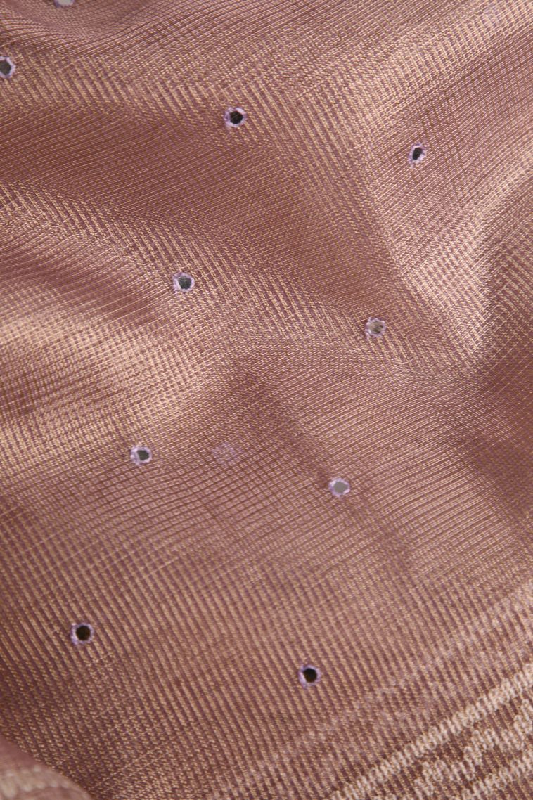 Heather Purple Tissue Silk Sarees with Gold Zari Mirror Jamiki Puttas view 4