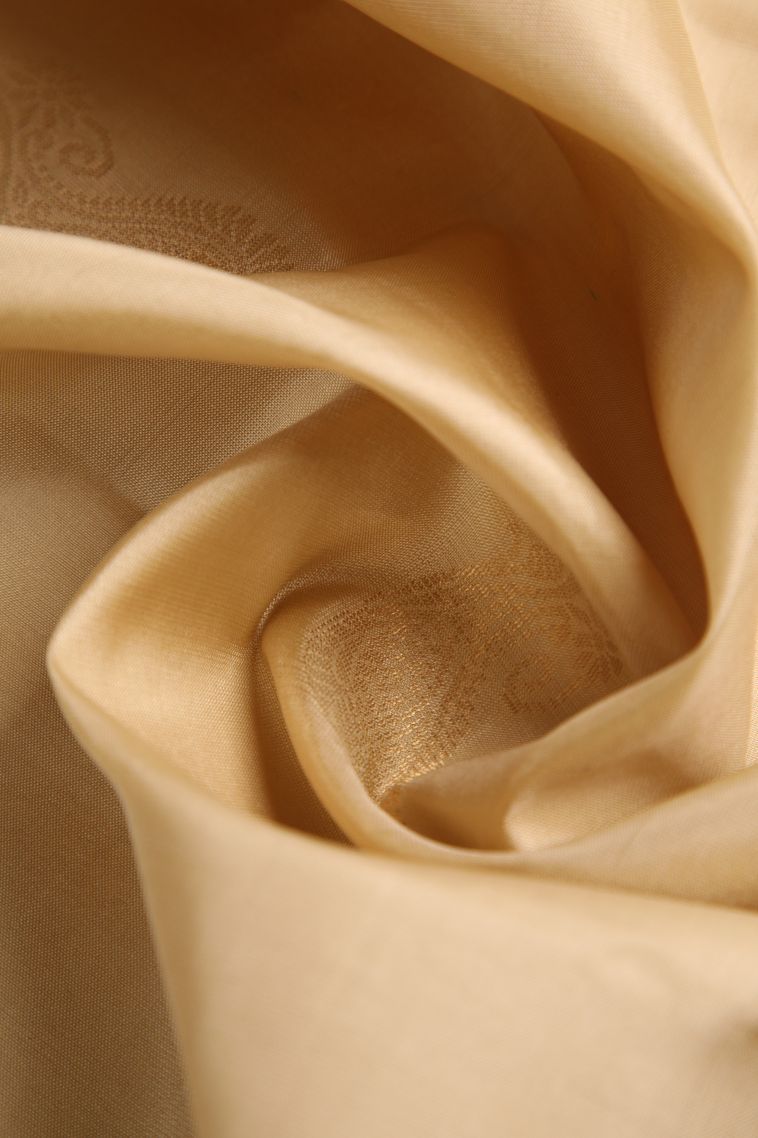 Cream White Soft Silk Saree with Gold Zari Manga view 4