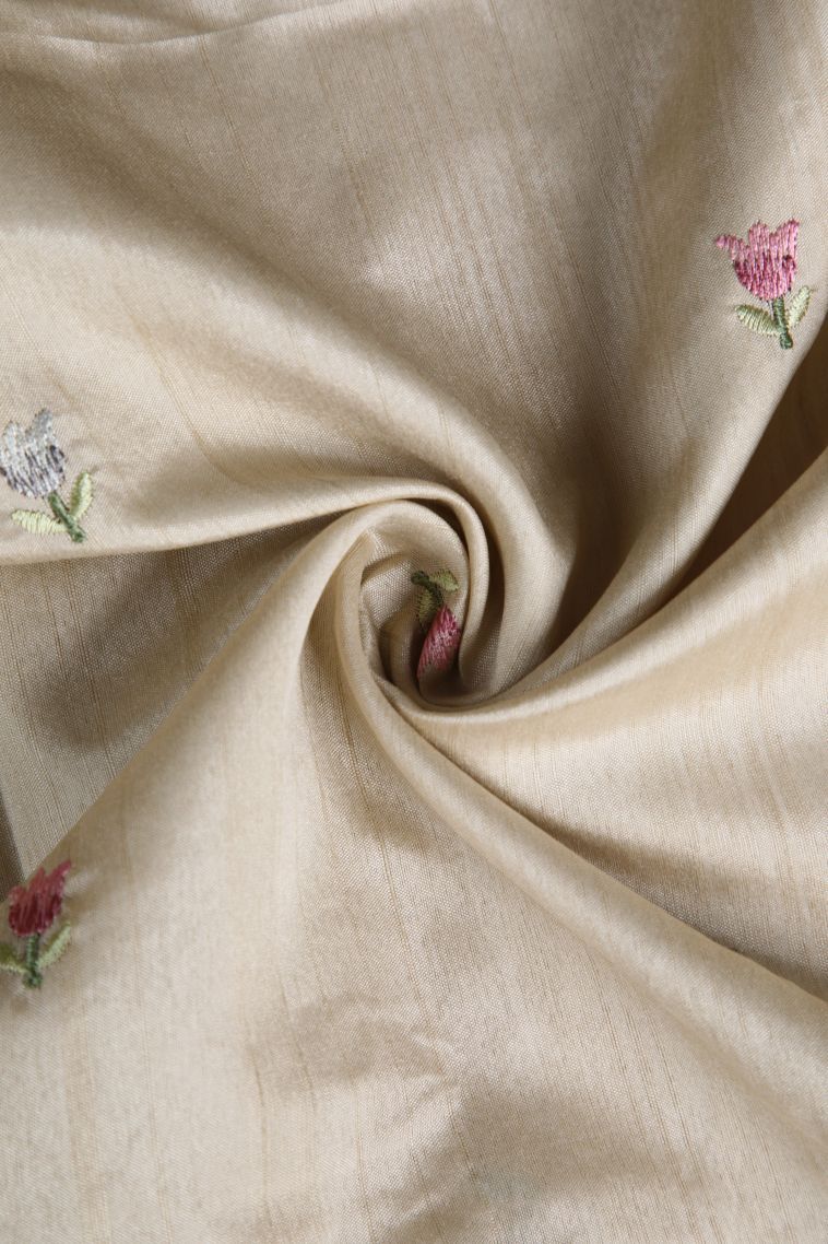 Linen White Semi Tussar Silk with Without Zari Zari Floral Patterns view 4