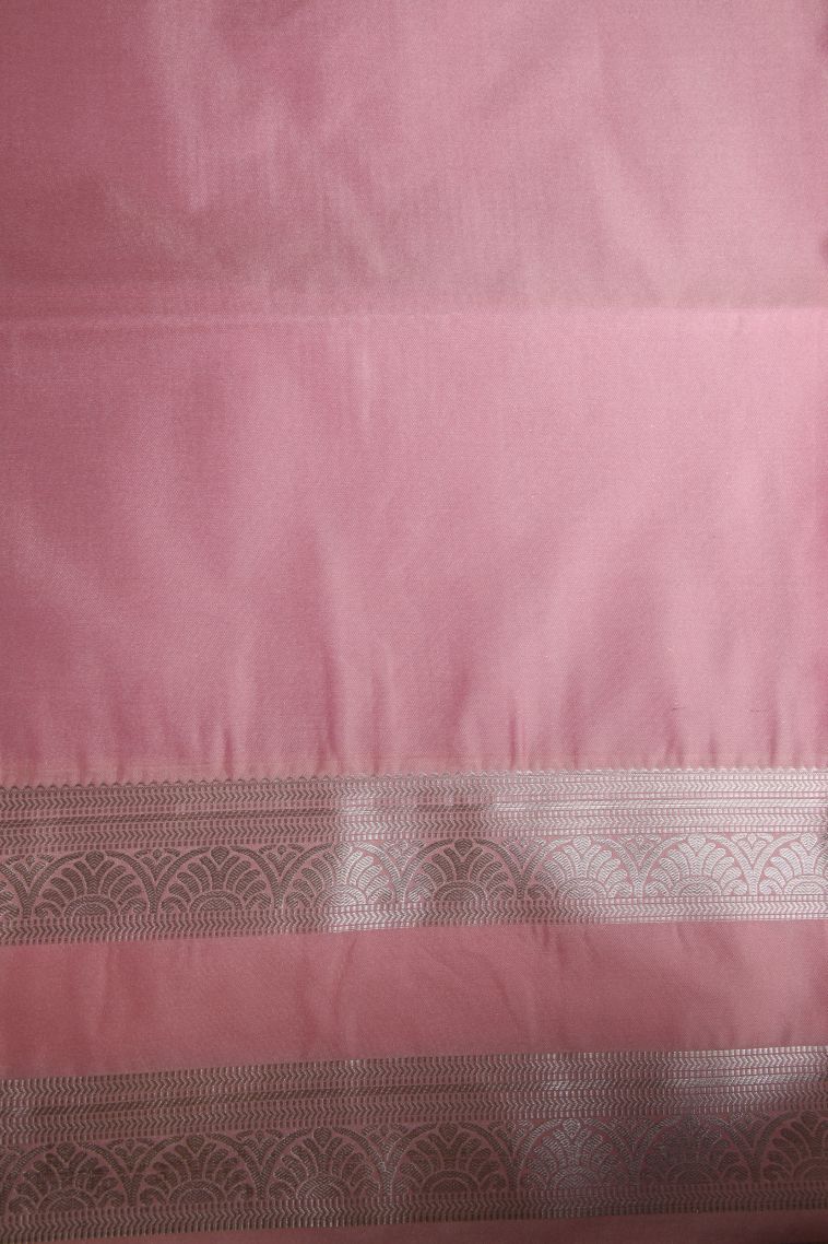 Lavender Soft Silk Saree with Silver Zari Rain Drops Mottif view 3