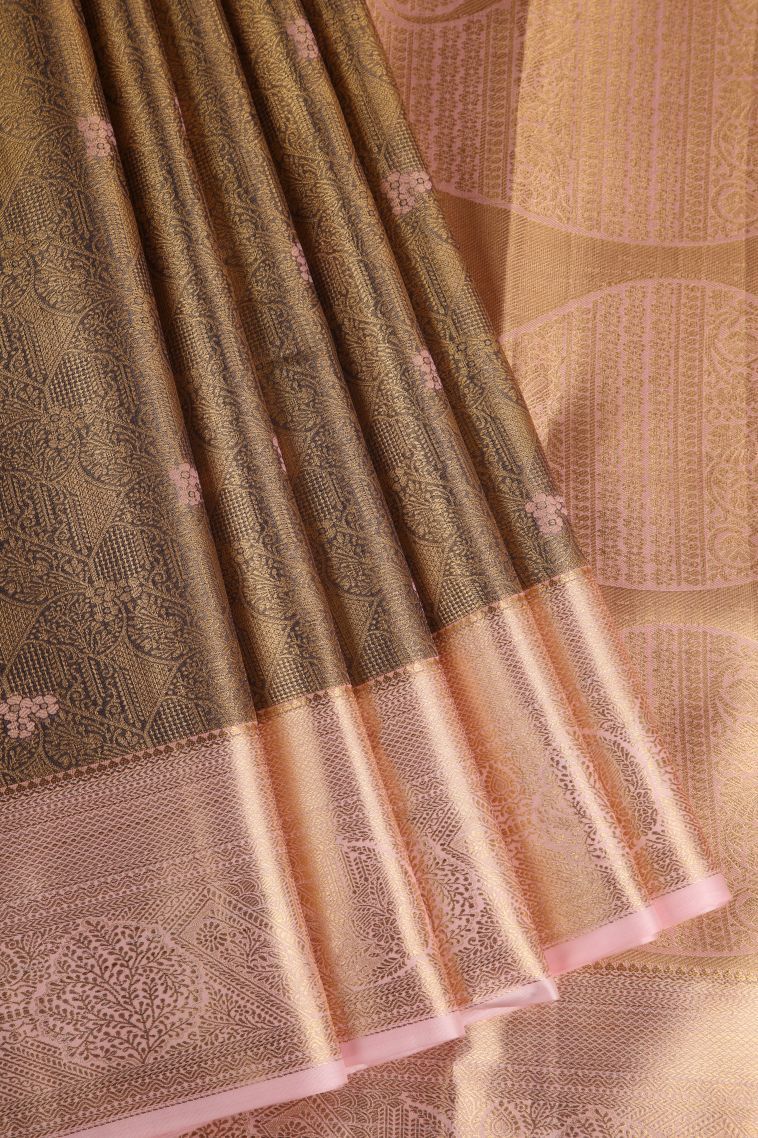 Oscar Gold Apoorva Silk Sarees with Gold Zari Floral Patterns view 1