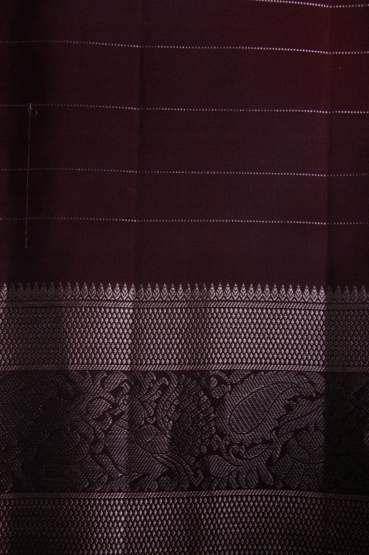 Jam Purple Soft Silk Saree with Silver Zari Checks view 3