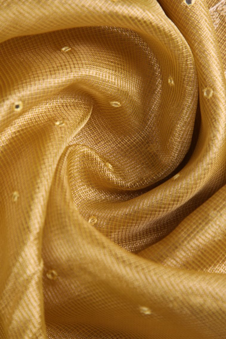 Gold Tissue Silk Sarees with Gold Zari Mirror Jamiki Puttas view 4