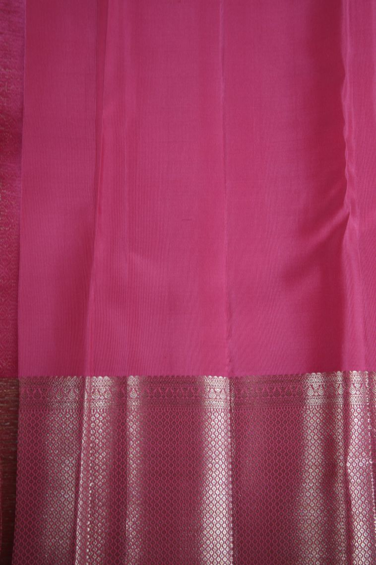 Rouge Pink Kanchipuram Silk Sarees with Gold Zari Vaira Oosi view 3