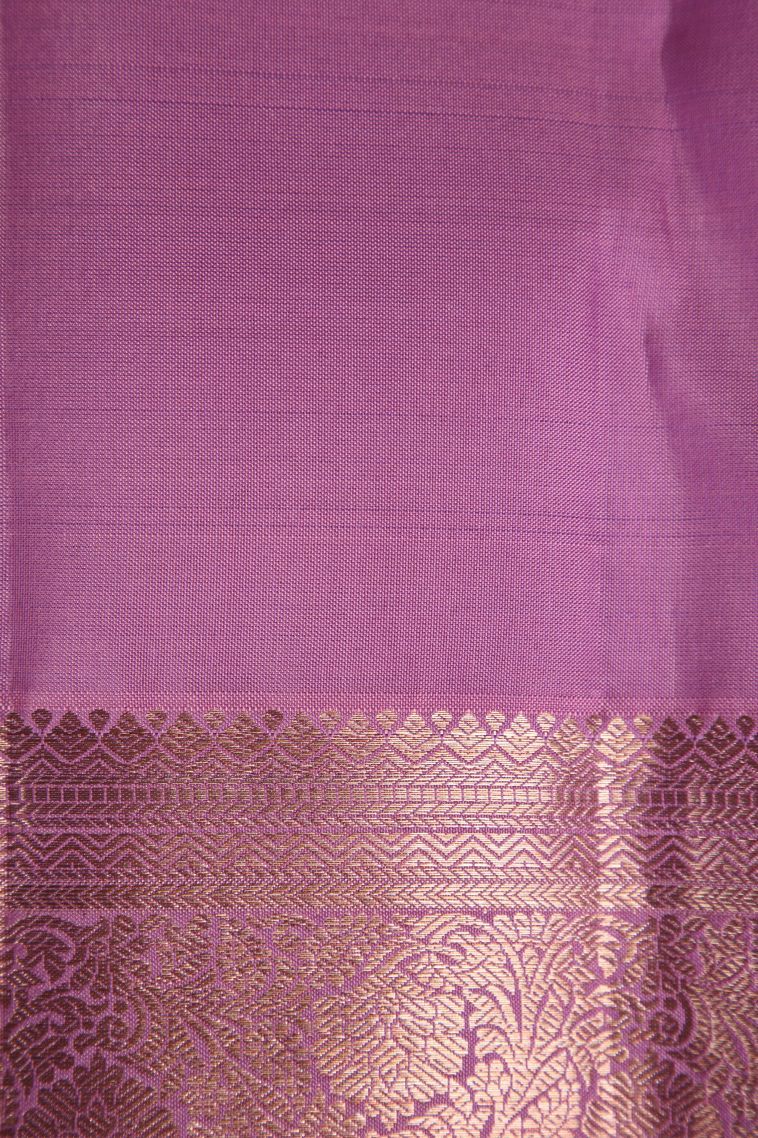 Arctic Blue Kanchipuram Silk Sarees with Gold Zari Floral Patterns view 3