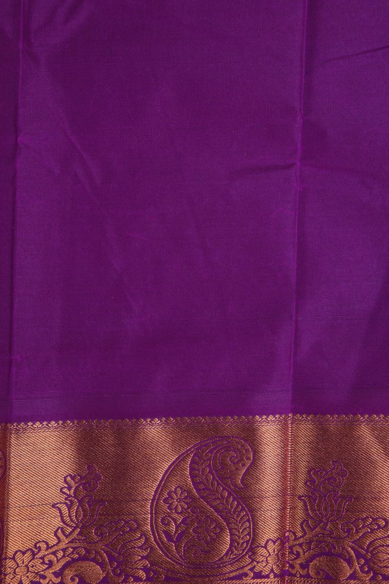 Teal Blue Visiri Madippu Silk Sarees with Copper Zari Floral Patterns view 3