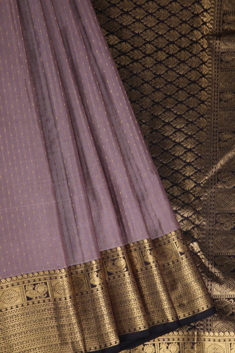 Crepe Pink Soft Silk Saree with Gold Zari Raindrops Model view 1