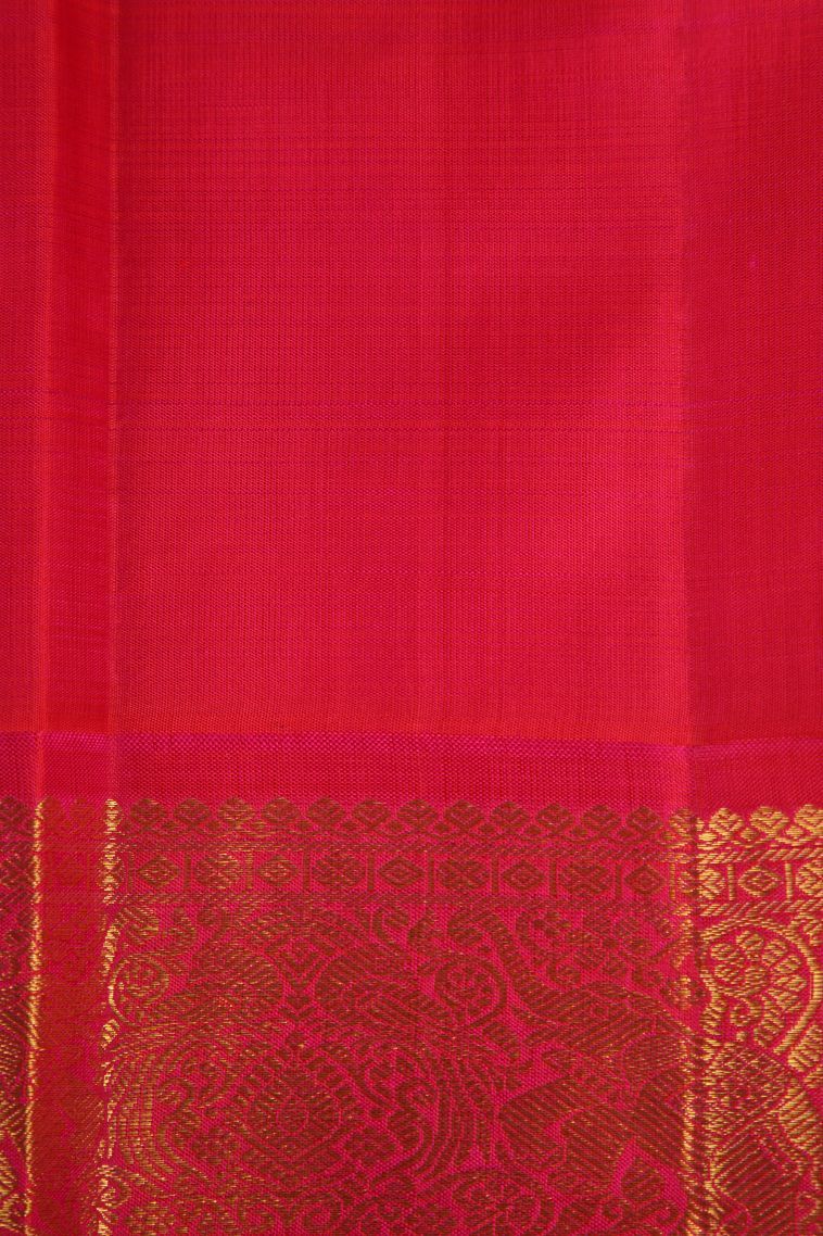 Alabaster White Kanchipuram Silk Sarees with Gold Zari Peacock Motifs view 3