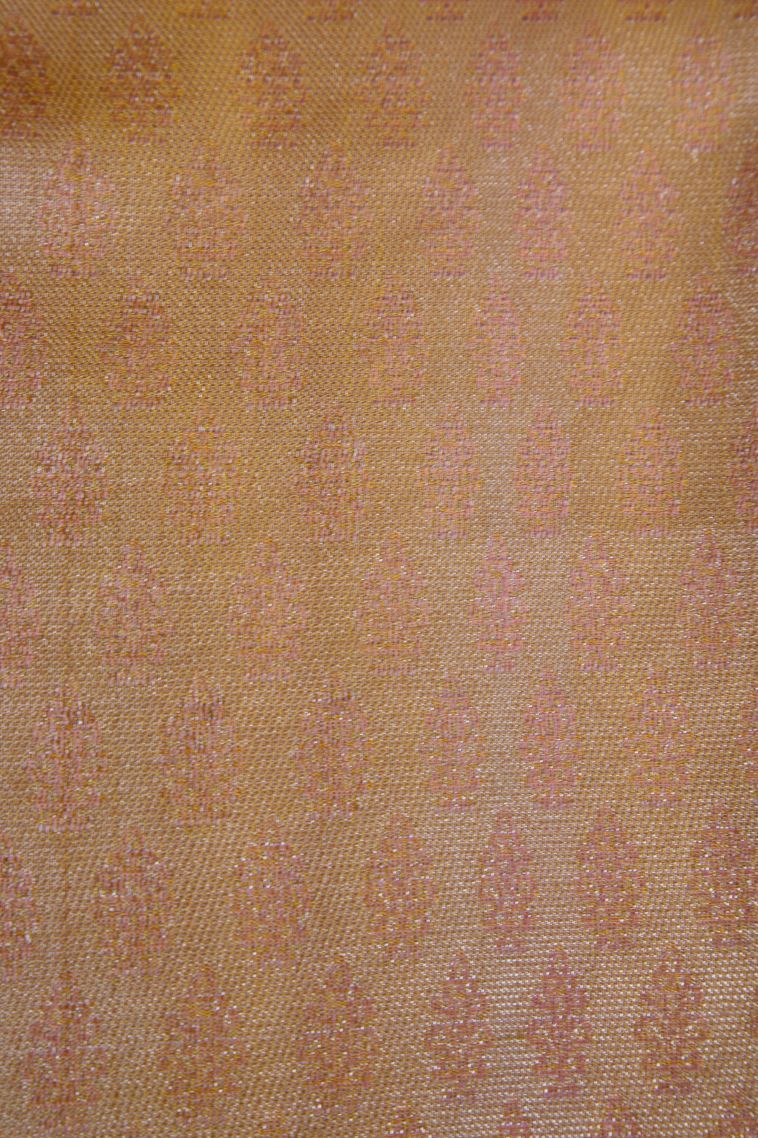 Crepe Pink Kanchipuram Silk Sarees with Silver Zari Floral Patterns view 3