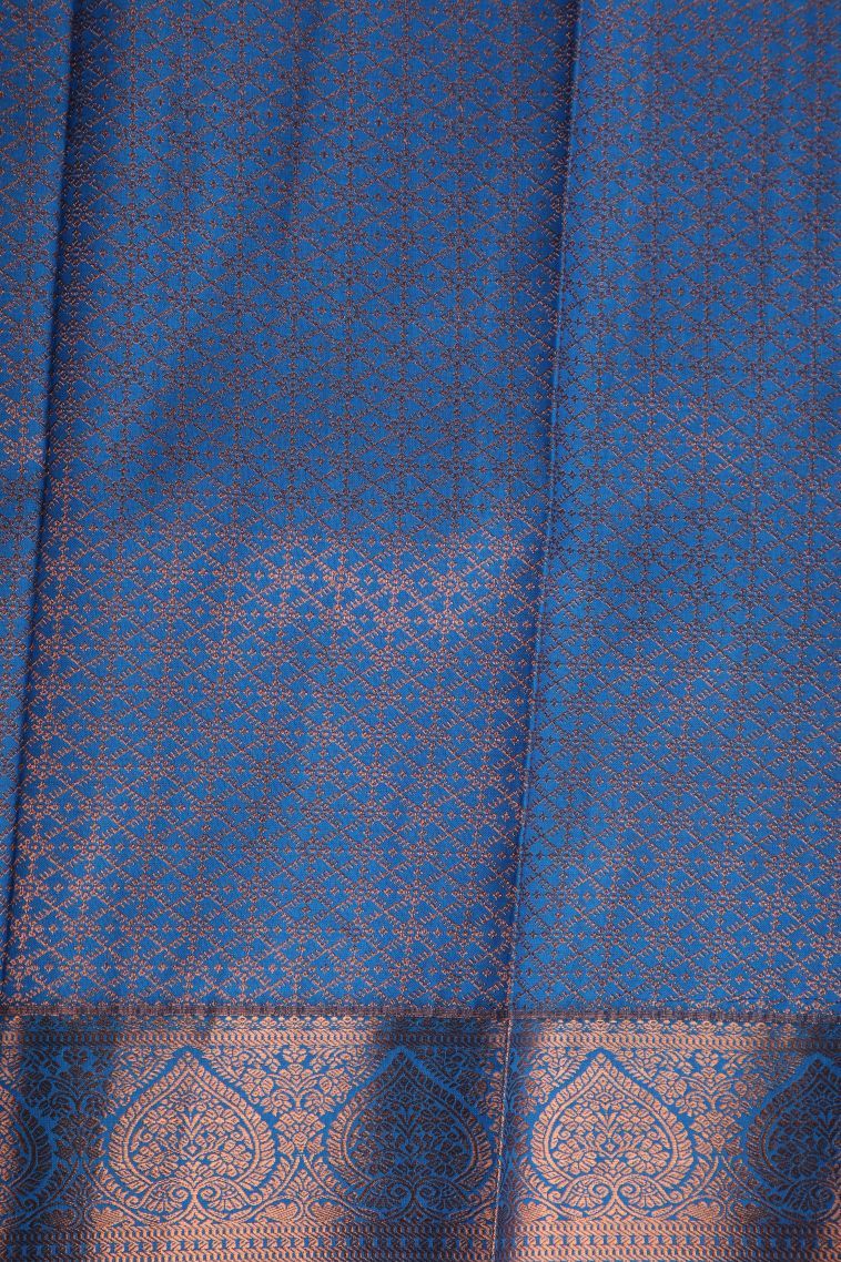 Dawn Red Visiri Madippu Silk Sarees with Copper Zari Floral Patterns view 3