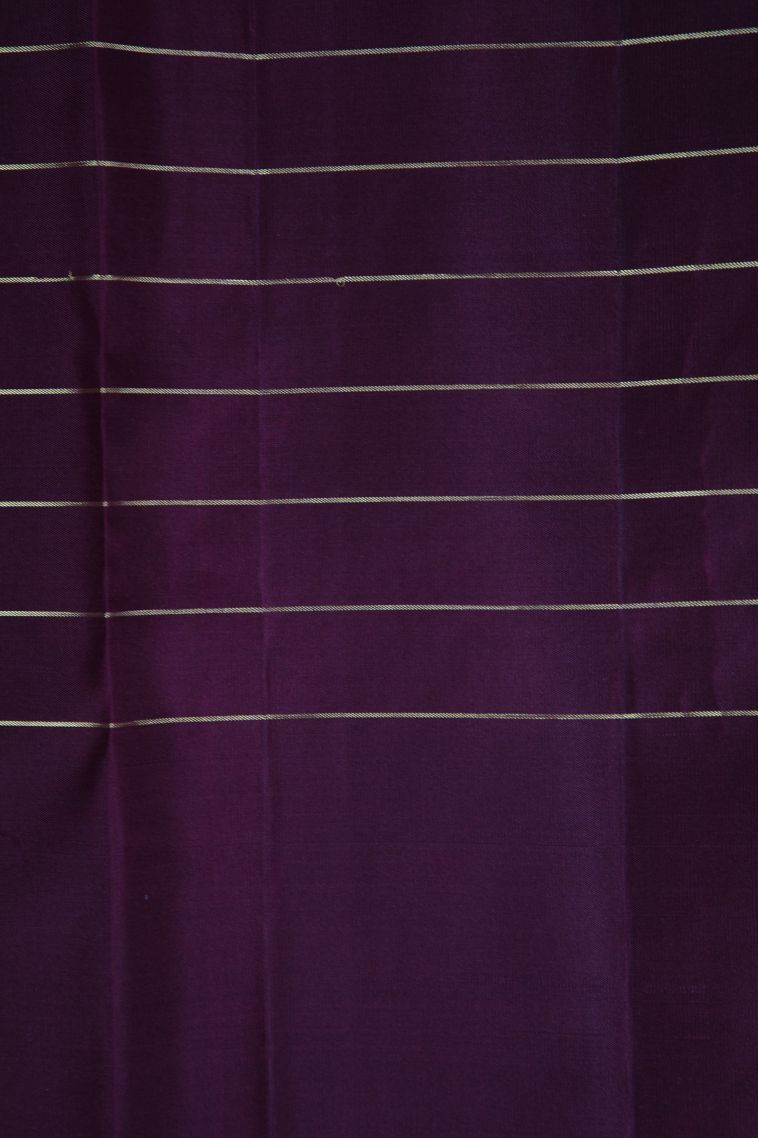 Mulberry Purple Kanchipuram Silk Sarees with Gold Zari Vaira Oosi view 3