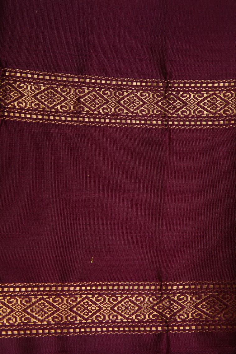 Tortilla Brown Soft Silk Saree with Gold Zari Floral Puttas view 3