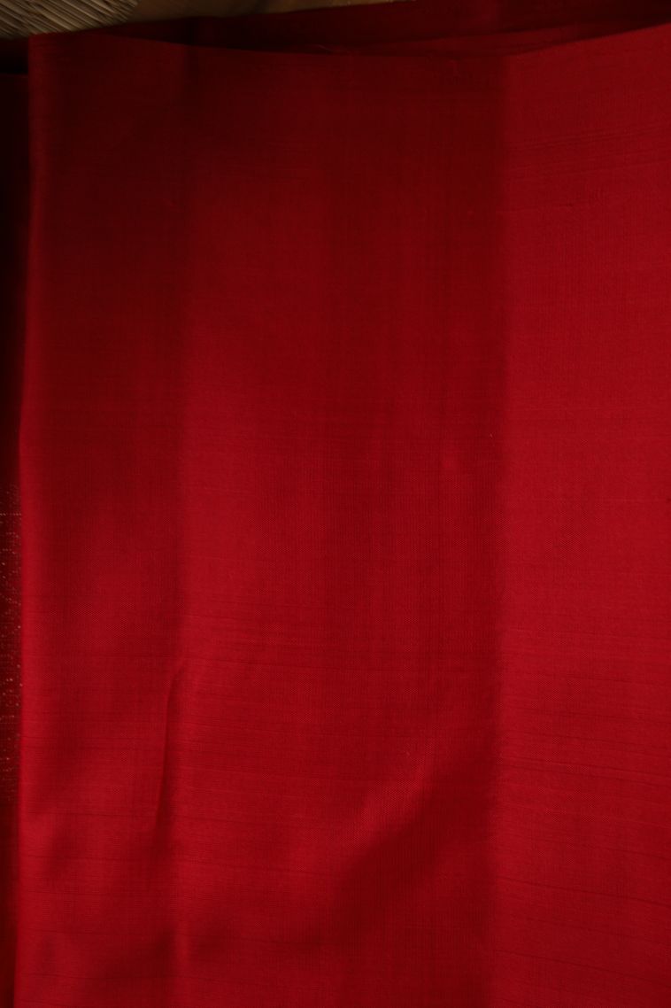 Cherry  Red Soft Silk Saree with Gold Zari Geometric Shapes view 3