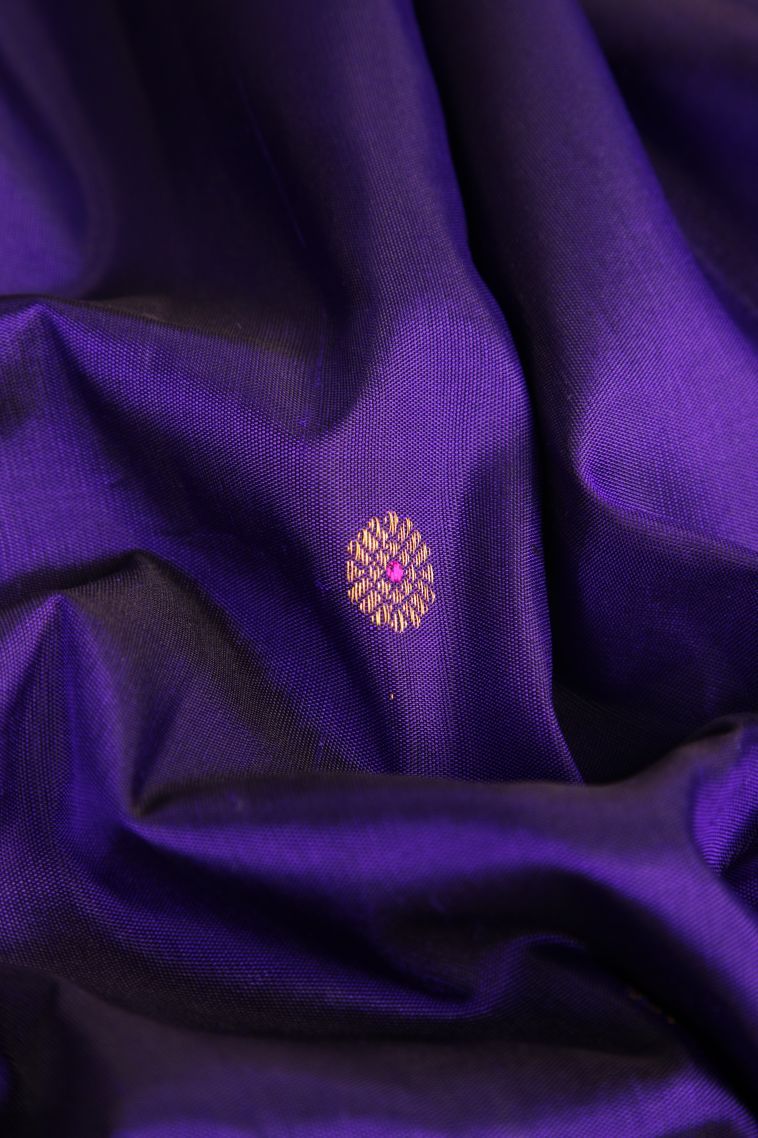 Admiral Blue Kanchipuram Silk Sarees with Gold Zari Buttis (small Dots Or Motifs) view 4