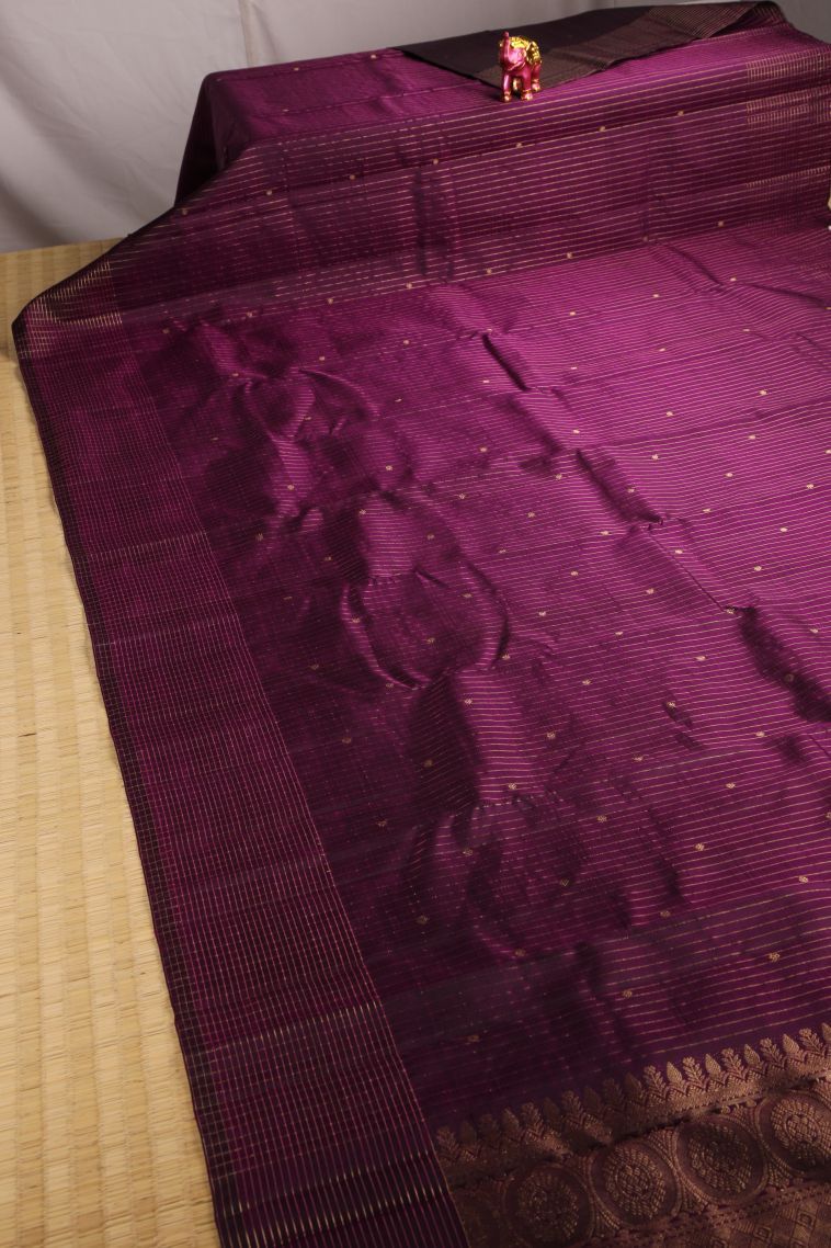 Amethyst Purple Kanchipuram Silk Sarees with Gold Zari Buttis (small Dots Or Motifs) view 2