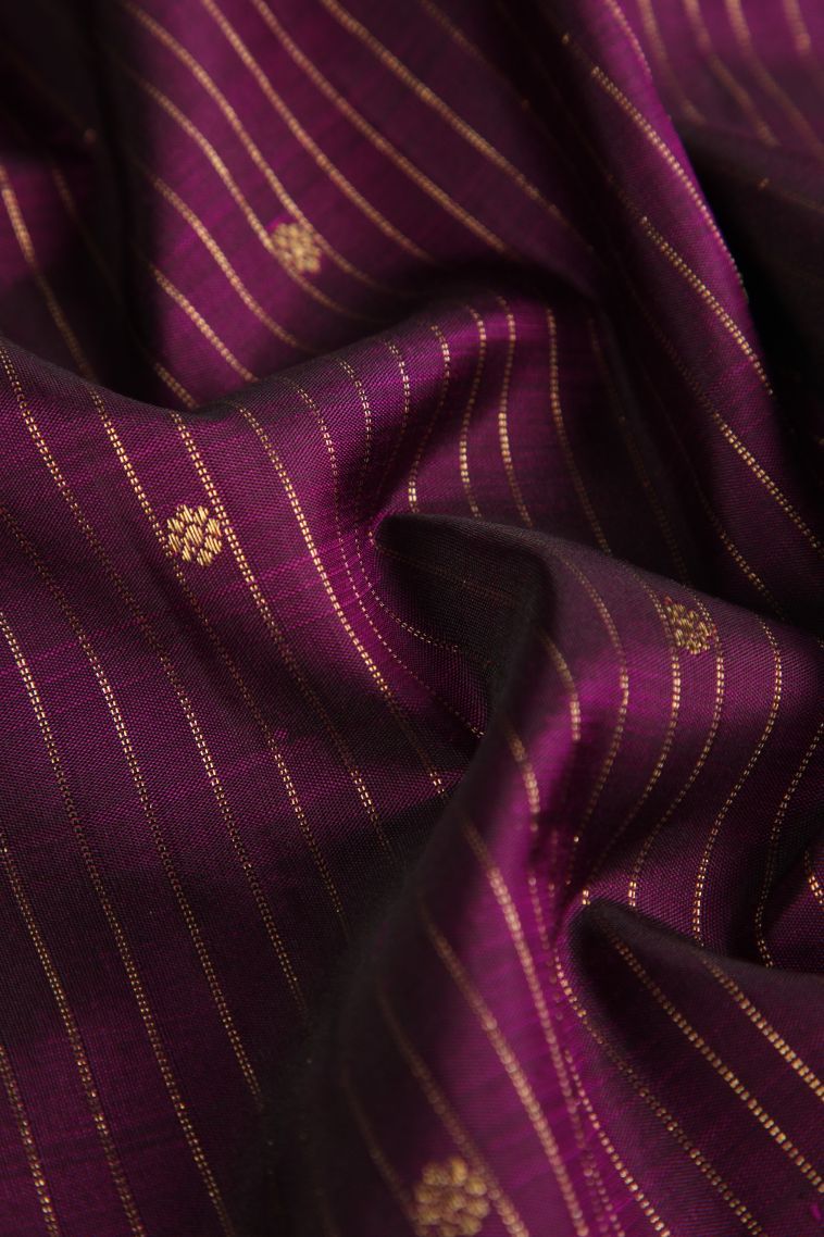 Amethyst Purple Kanchipuram Silk Sarees with Gold Zari Buttis (small Dots Or Motifs) view 4