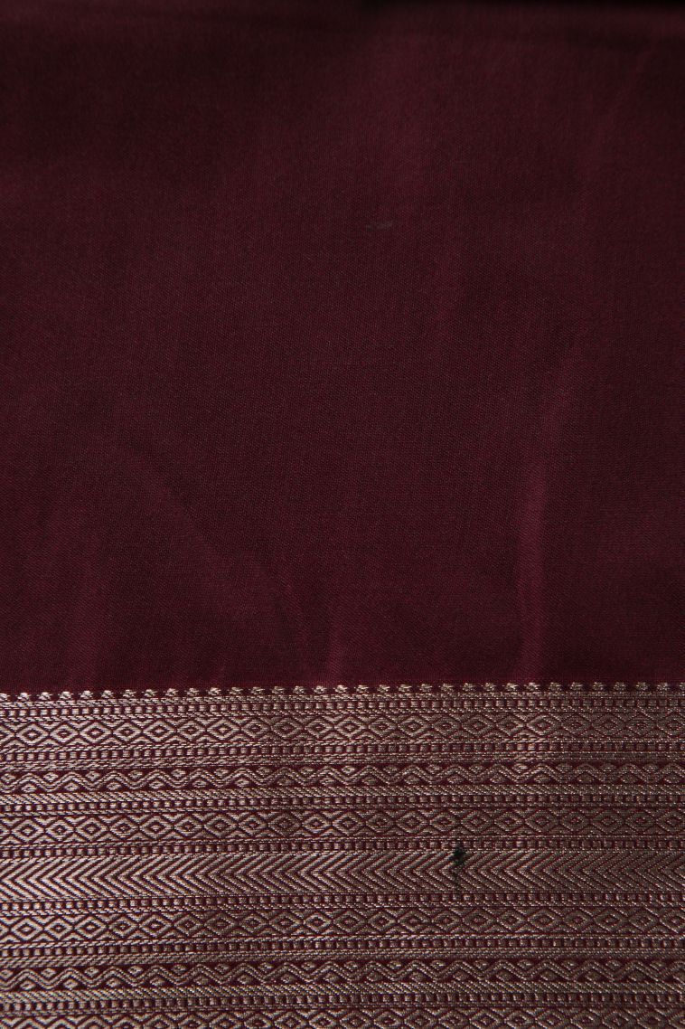 Honey Orange Soft Silk Saree with Silver Zari Floral Puttas view 3