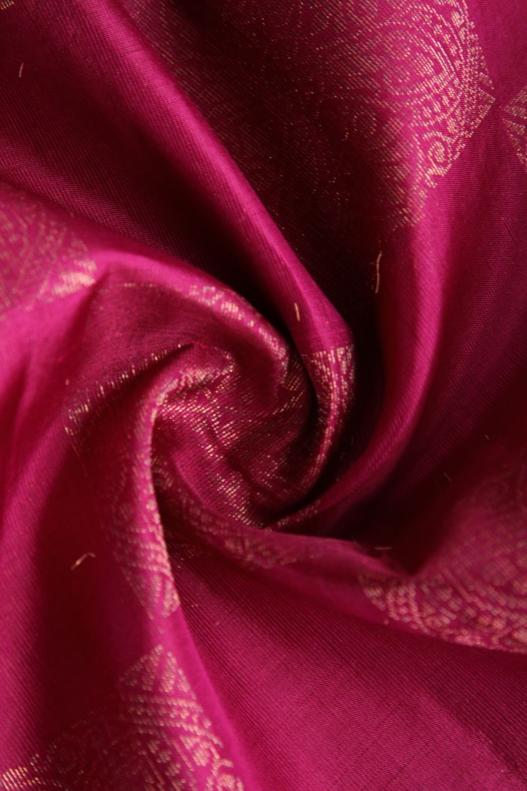 Magenta  Pink Soft Silk Saree with Gold Zari Geometric Shapes view 4