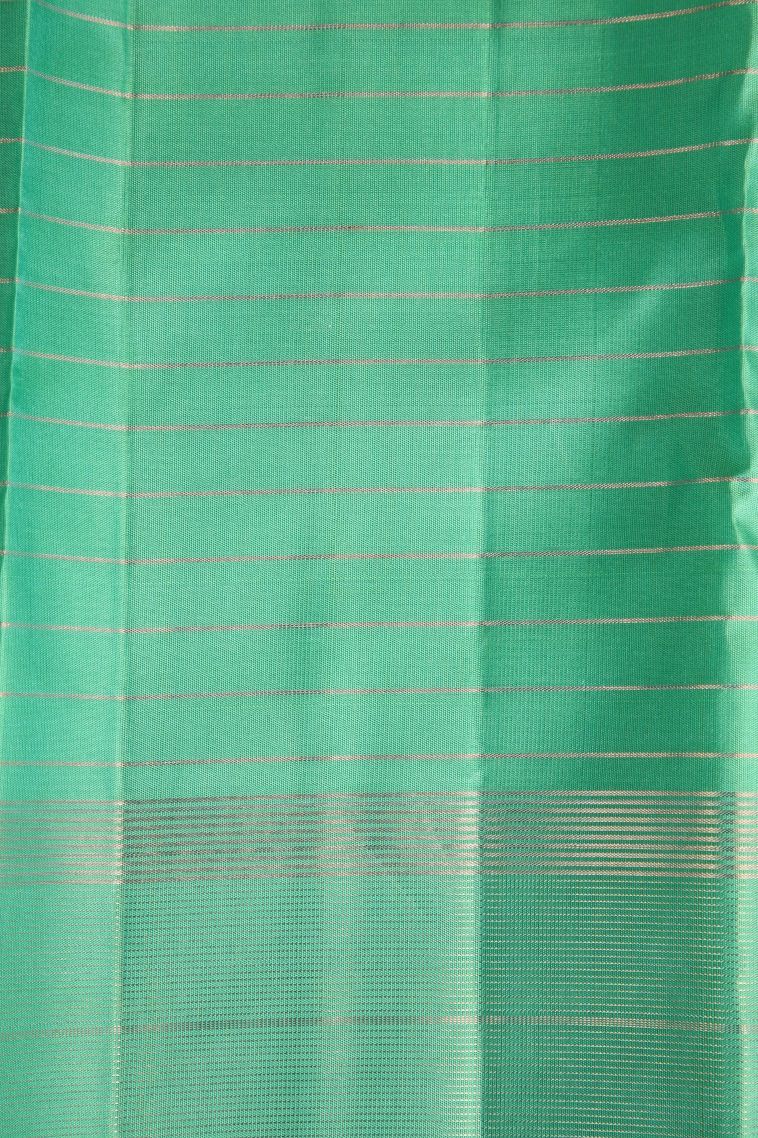 Sapphire Blue Kanchipuram Silk Sarees with Gold Zari Vaira Oosi view 3