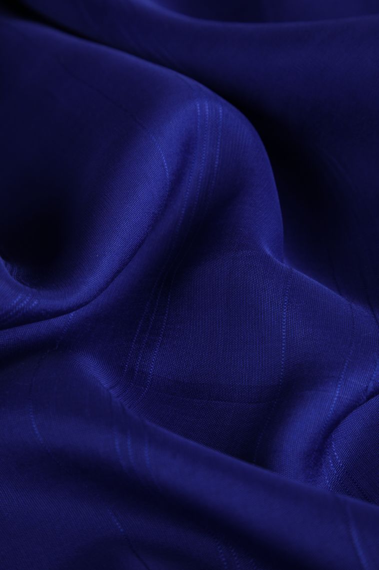 Azure Blue Banaras Sarees with Gold Zari Plain view 4