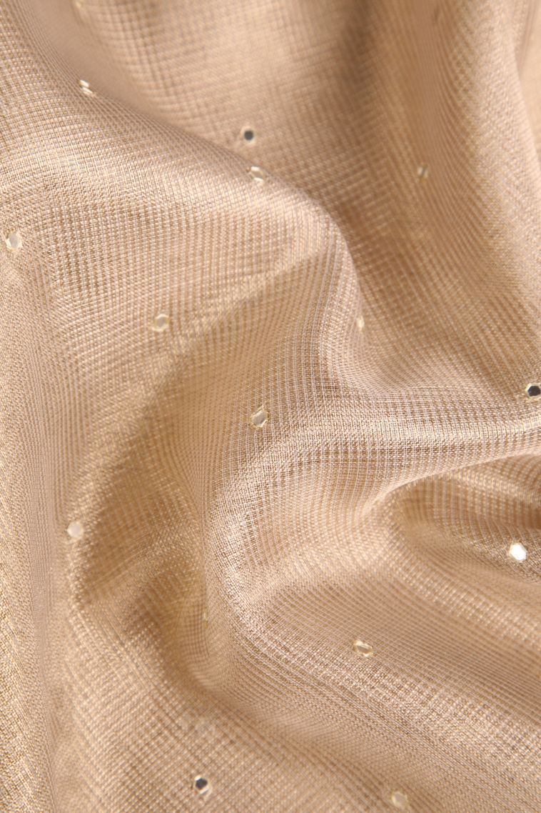 Coconut White Tissue Silk Sarees with Gold Zari Mirror Jamiki Puttas view 4