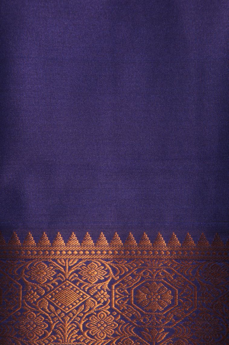 Lipstick Red Visiri Madippu Silk Sarees with Copper Zari Floral Patterns view 3